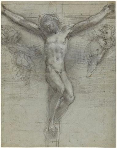 Federico Barocci (1526-1612), 'A Study of Christ on the Cross with two Angels'