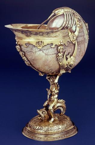 Nautilus shell cup, London, 1585-1586