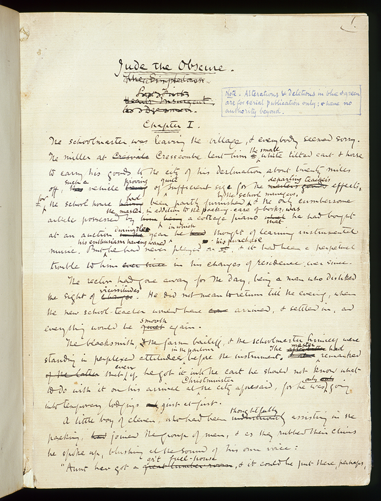 Page from the autograph manuscript of 'Jude the Obscure'  by Thomas Hardy, 1893-1895