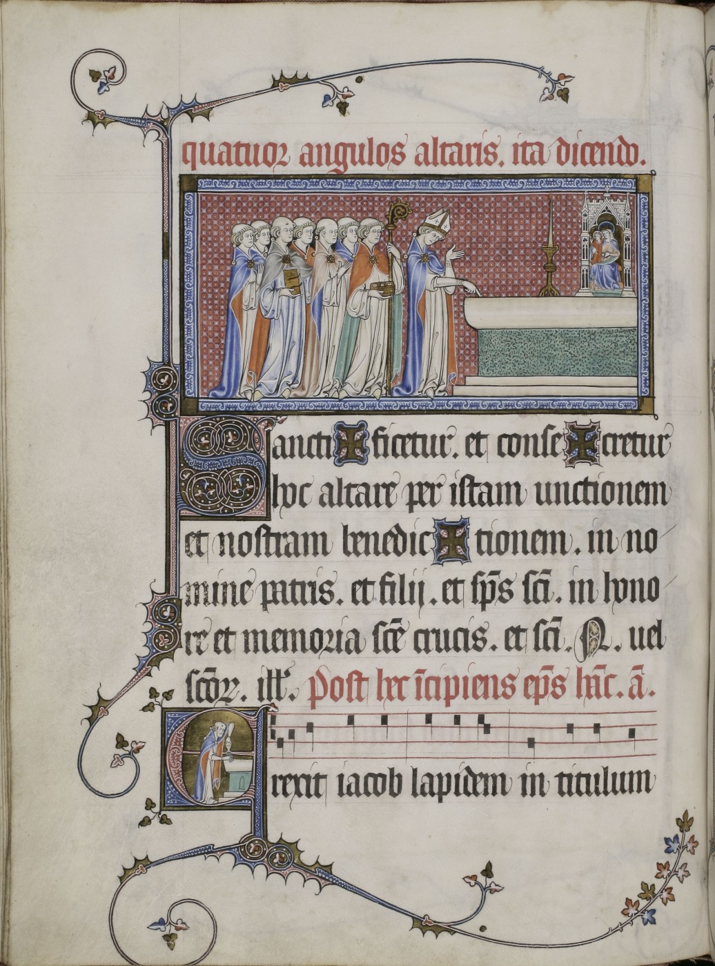 Folio 31 v
Bishop anointing an altar with oil (Office for the Dedication of a Church)